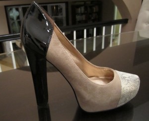 BCBG Taupe Suede/Black Patent Platform Shoes