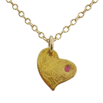 Isabelle Grace Jewelry Puffy Gold Heart with Ruby Necklace