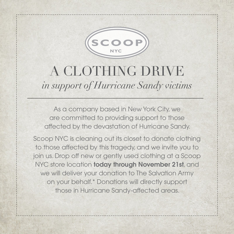 Scoop Clothing Drive for Hurricane Sandy Relief